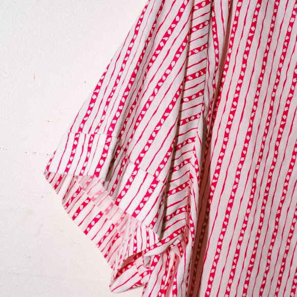 Vintage 90s Blair Button-Down Shirt with Abstract Fuchsia Stripe Pattern 2XL - Picture 4 of 6